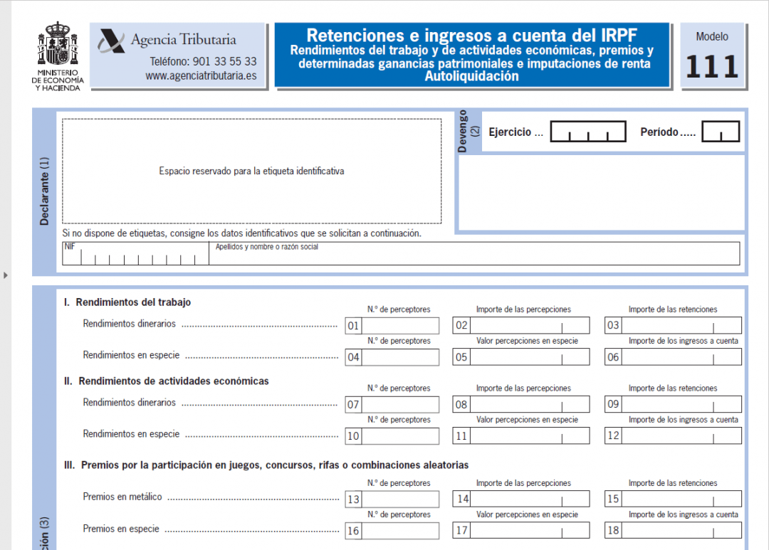 Cómo rellenar el modelo 111 Retenciones e ingresos a cuenta del IRPF Cómo rellenar el modelo 111 Retenciones e ingresos a cuenta del IRPF